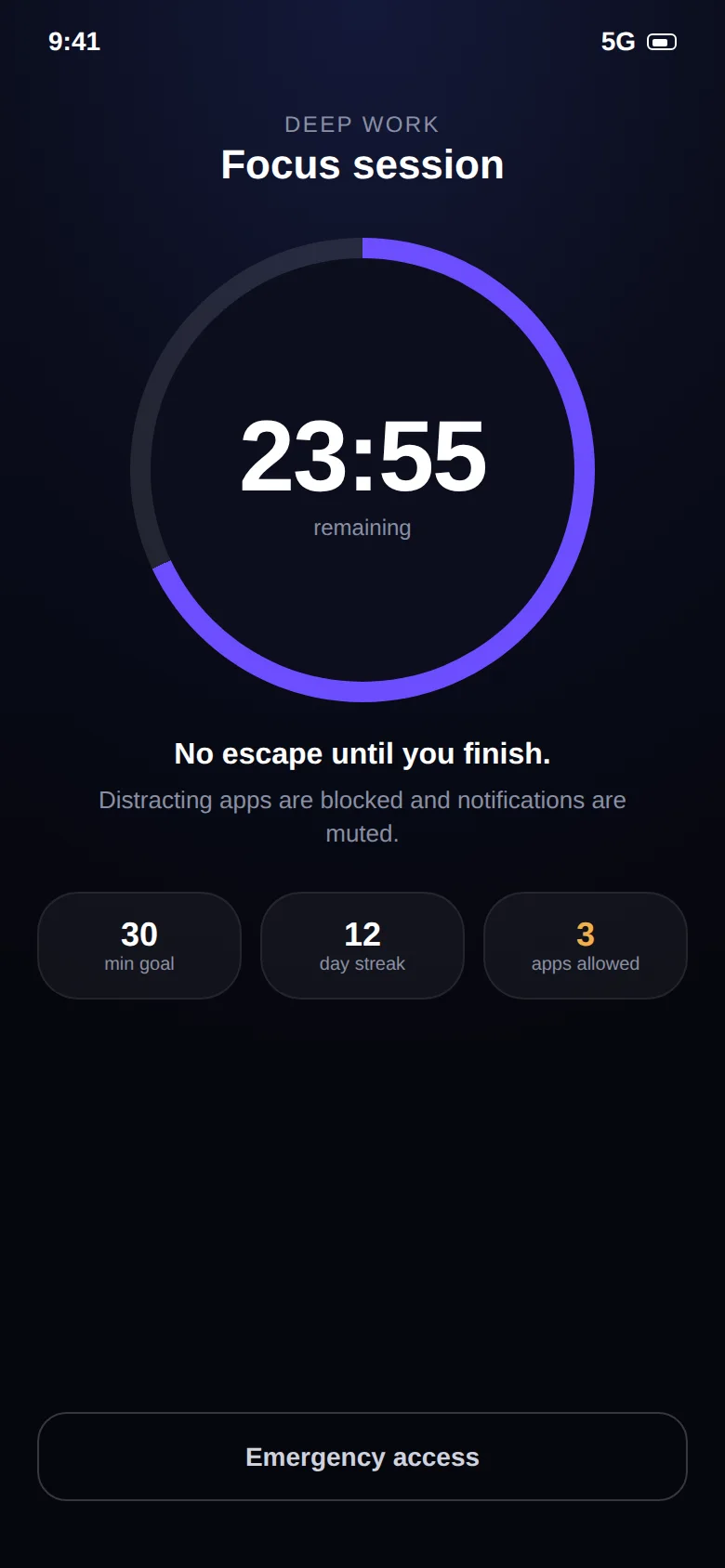 Brainrot focus session with no-escape timer